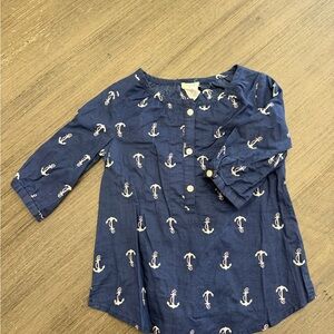 Crewcuts Navy Anchor Pattern Kids Blouse